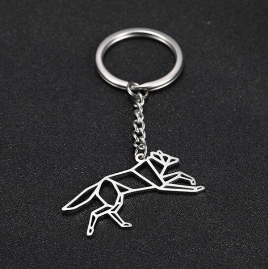 Running Wolf Keyring | Stainless Steel Animal Keychain