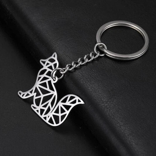 Sitting Fox Keychain | Stainless Steel Fox Charm